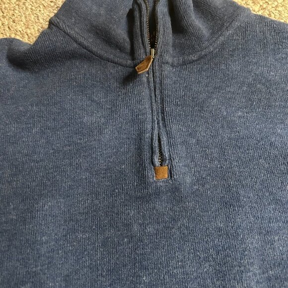 POLO Ralph Lauren Blue 1/4 Zip Men's L Pullover Knit Sweater – Orange Pony - Picture 7 of 10